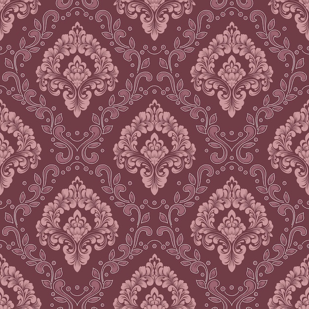 Damasco vectorial de fondo sin costuras Lujo clásico Adorno de damasco pasado de moda Textura transparente victoriana real para fondos de pantalla Envoltura textil Exquisita plantilla barroca floral