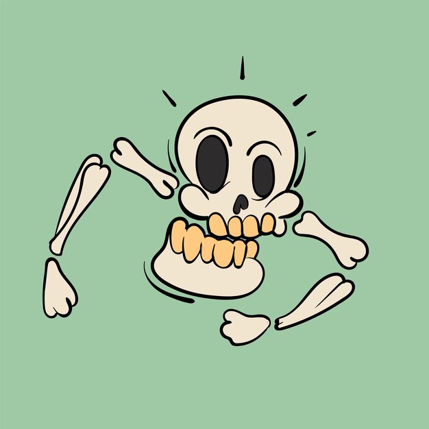 Vector dancing skeleton vintage toons divertido personaje vector ilustración moda clásico retro estilo de dibujos animados 30s