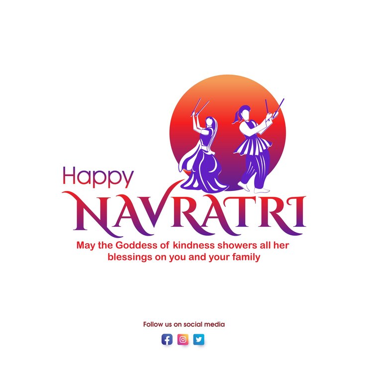 Dandiya en navratri feliz durga puja navratri banner