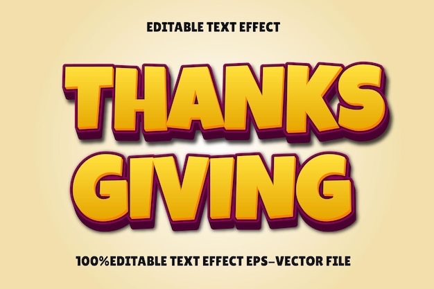 Dando gracias Efecto de texto editable Estilo de gradiente en relieve 3D