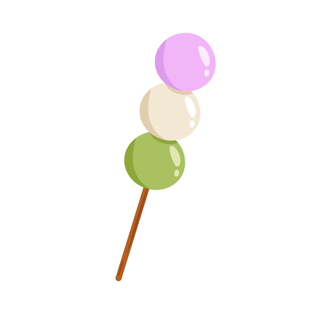 Dango blanco y verde rosa vectorial Ilustración del postre tradicional japonés con 3 colores diferentes Comida asiática Hanami Dango