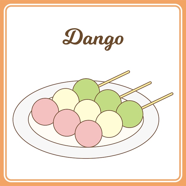 Dango Comida Japonesa Mano Dibujada Diseño Plano Doodle Cocina