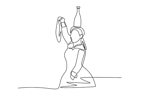 Danza de la Botella bailarina América Latina concepto dibujo en línea