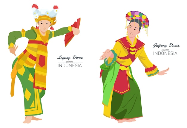 Vector danza jaipong y danza legong el origen de la danza tradicional de indonesia