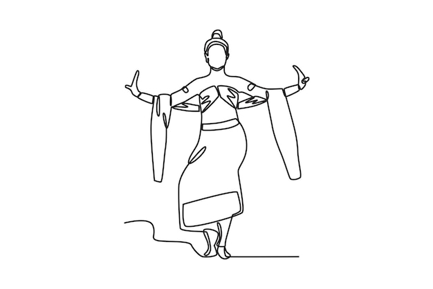 La danza Srimpi es un dibujo en línea de tradición de danza clásica javanesa.