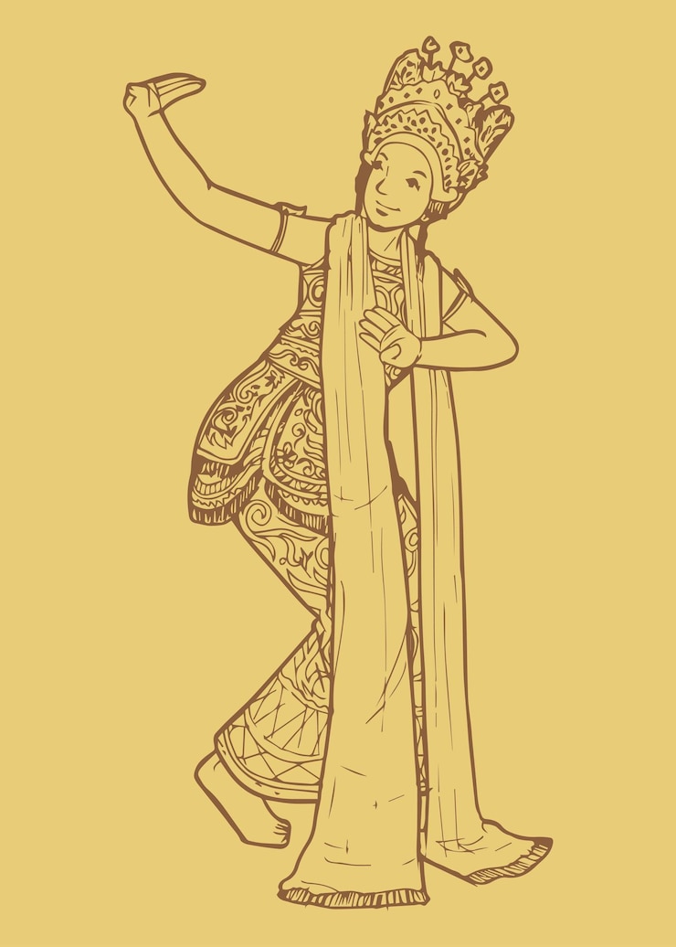 Vector danza tradicional de bali