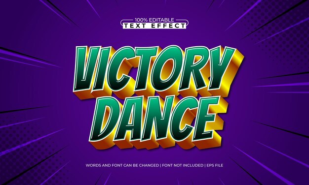 danza de la victoria efecto de texto editable con un estilo de texto de juegos y niños