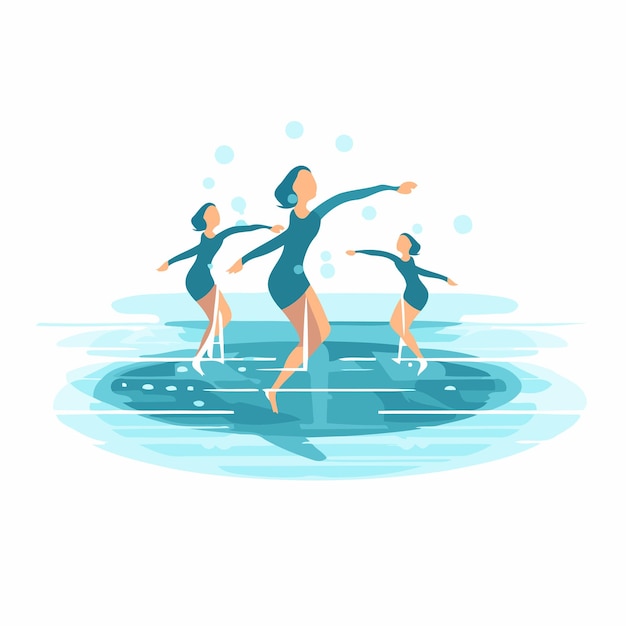 Danzantes de ballet en agua Ilustración vectorial plana aislada en fondo blanco