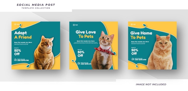 Vector dar amor a la tienda de mascotas diseño promoción de la tienda de máscotas instagram plantilla de banner de redes sociales