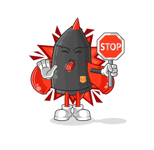 Dardo con vector de mascota de dibujos animados de señal de stop