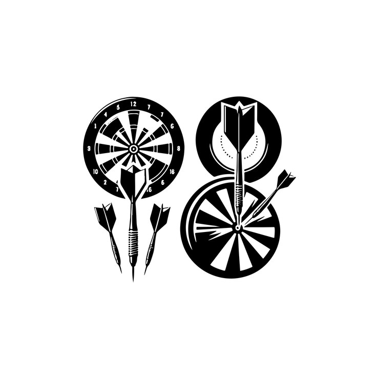 Vector dardos arte vectorial silueta diseño de icono de logotipo estilo blanco y negro