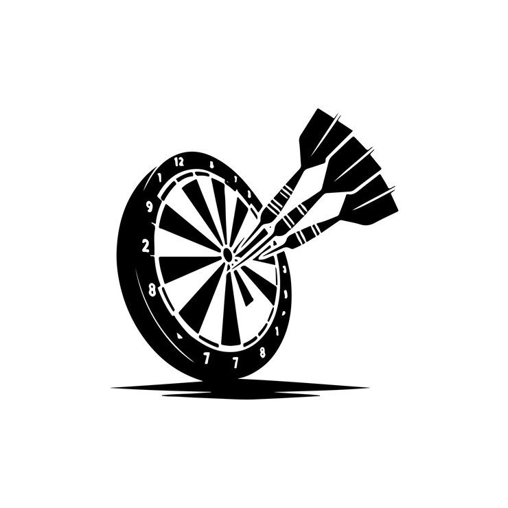 Vector dardos arte vectorial silueta diseño de icono de logotipo estilo blanco y negro