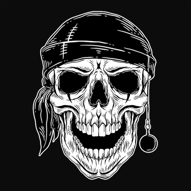 Dark art skull piratas capitán skeleton vintage ilustración para prendas de vestir