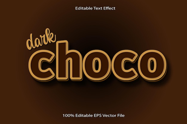 Dark Choco Efecto de texto editable Relieve 3d Estilo degradado de dibujos animados