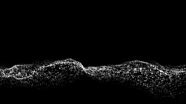 Dark cyberspace in digital background Vector abstract technology wave with motion dots and lines Connection big data Futuristic wireframe texture Analysis a network connection