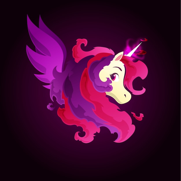 Vector dark fire magic unicorn