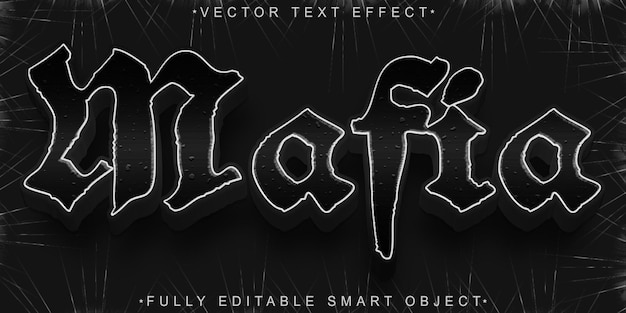 Dark Gangster Mafia Vector Objeto inteligente totalmente editable Efecto de texto