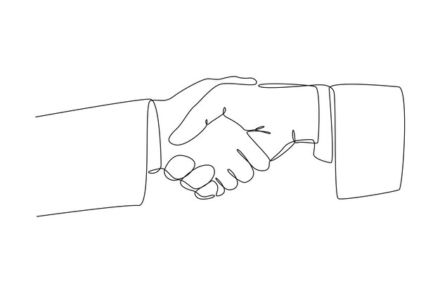 Vector darse la mano el uno al otro concepto minimalista de negocios línea continua simple