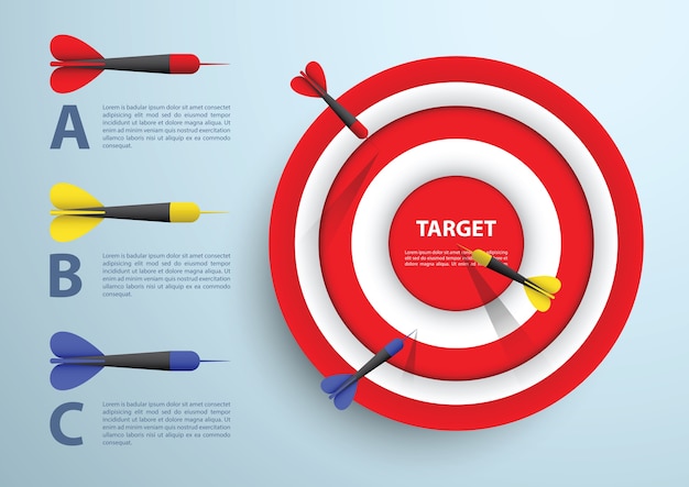 Dart y plantilla de infografía de destino, concepto de negocio