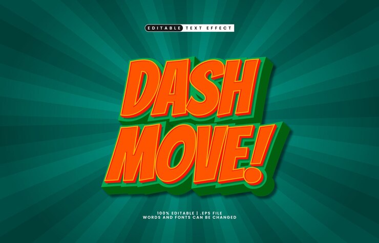 Vector dash mover efecto de texto editable con un estilo de texto de juguetes y juegos