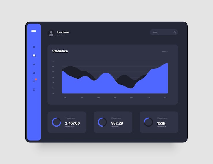 Vector dashboard design app interface with ui and ux elements use design for web application desktop app or