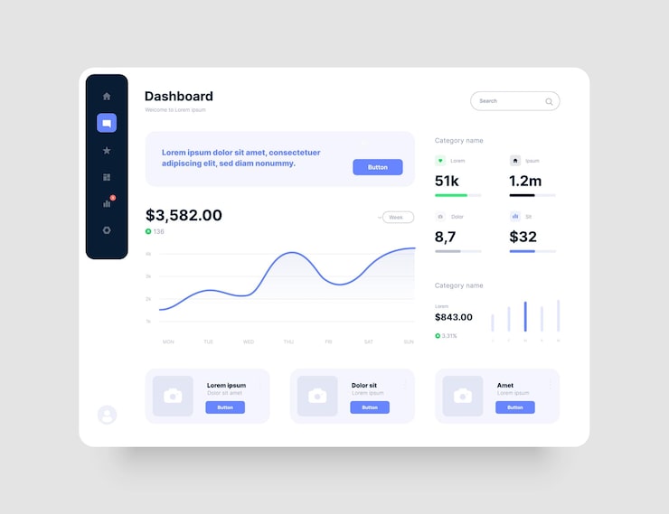 Vector dashboard design app interface with ui and ux elements use design for web application desktop app or