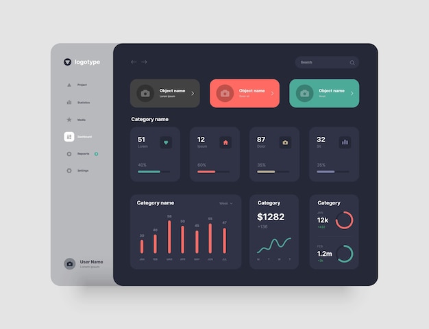Dashboard design app interface with ui and ux elements use design for web application desktop app or