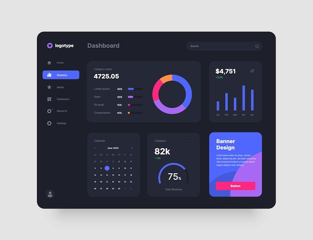 Dashboard design app interface with ui and ux elements use design for web application desktop app or