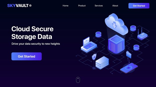 Datos de almacenamiento seguro en la nube Concepto de pantalla de héroe segura en la nube Ilustración de almacenamiento en la nube