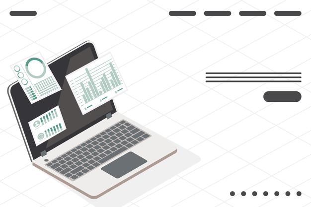 Vector datos analíticos en computadora portátil