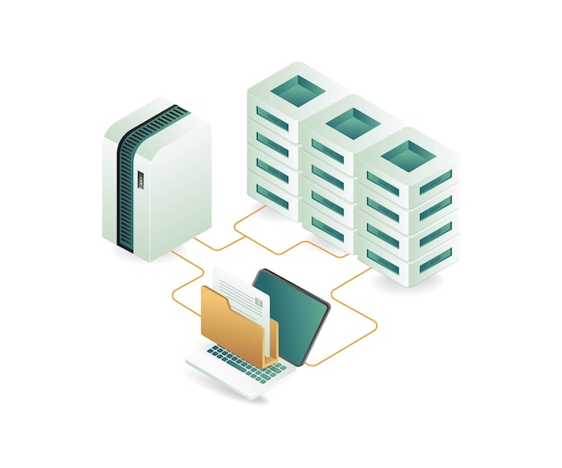 Los datos de la computadora se almacenan en un servidor central