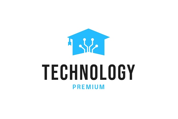 Datos de educación para el diseño de logotipo de la academia de tecnología Ilustración de plantilla vectorial de concepto