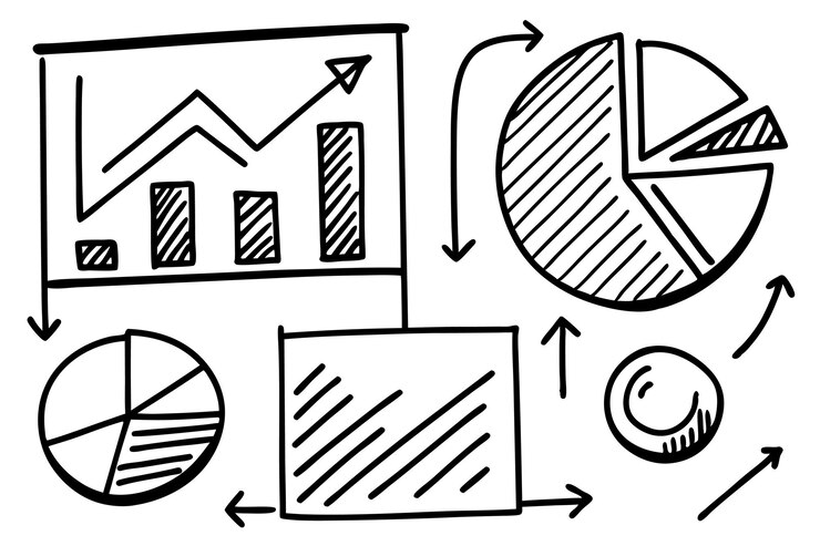 Vector datos y gráficos coloridos en un espacio de trabajo de escritorio arte vectorial