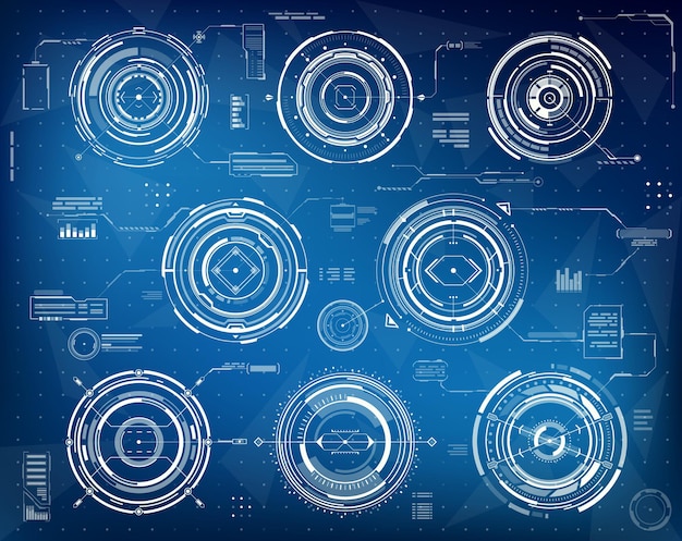 Datos de interfaz circular de infografía futurista de HUD