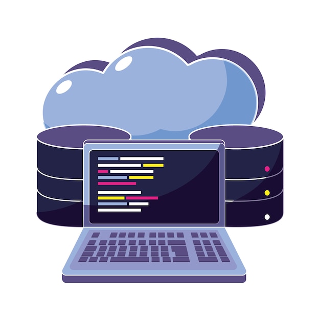Datos de la nube y código del sistema de la computadora
