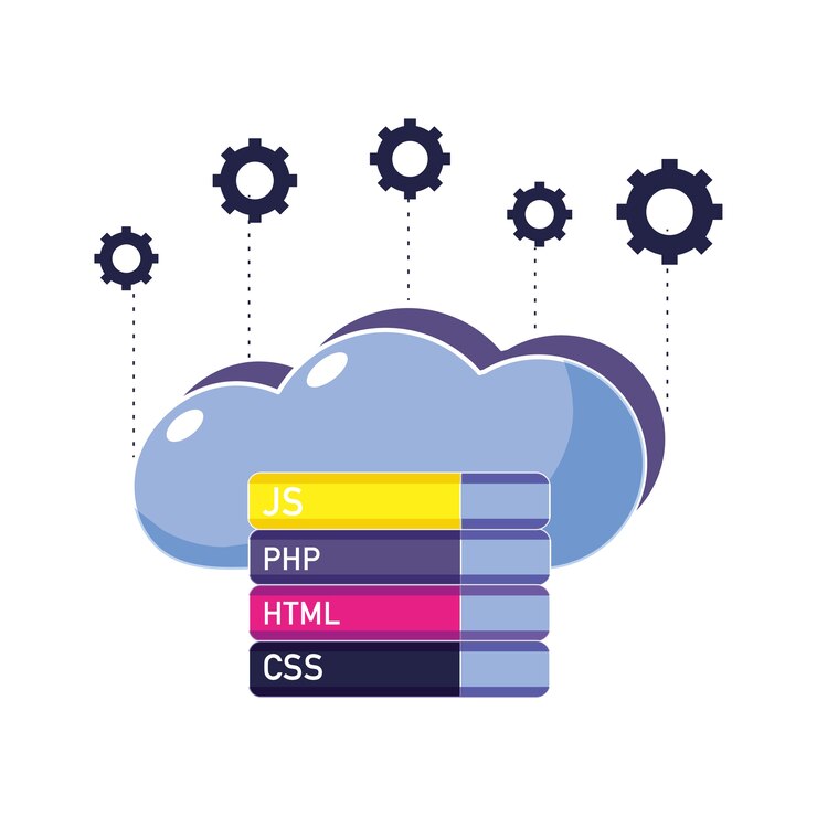 Vector datos en la nube con engranajes y código de programación