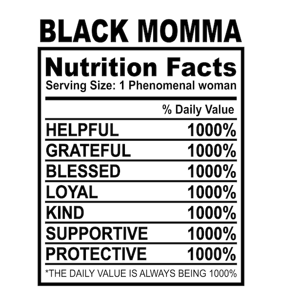 Vector datos nutricionales de black momma