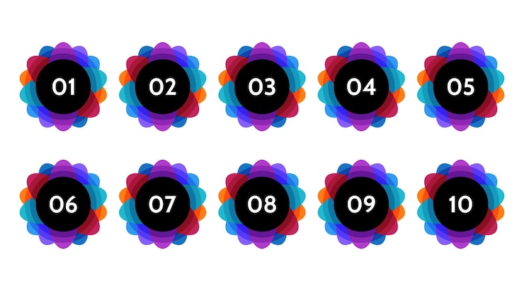 Datos de puntos de viñeta, marcadores de información. conjunto de flechas de icono. Banderas numéricas del 1 al 12 Diseño plano aislado. Ilustración infográfica.