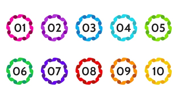 Datos de puntos de viñeta, marcadores de información. conjunto de flechas de icono. Banderas numéricas del 1 al 12 Diseño plano aislado. Ilustración infográfica.