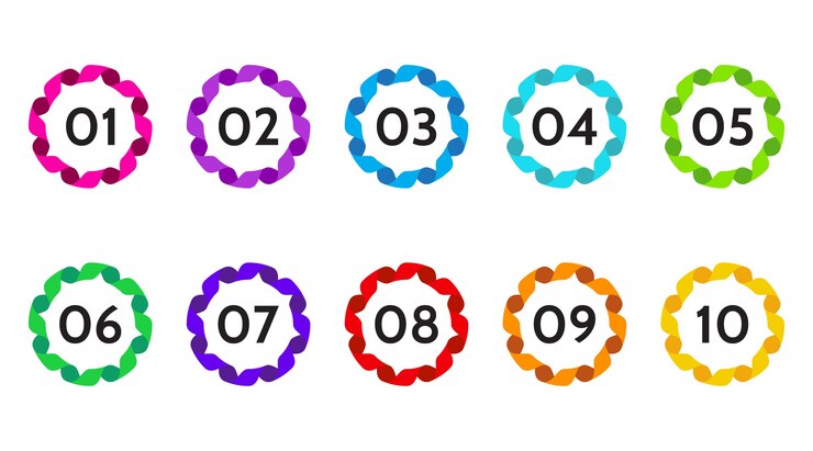Datos de puntos de viñeta, marcadores de información. conjunto de flechas de icono. Banderas numéricas del 1 al 12 Diseño plano aislado. Ilustración infográfica.