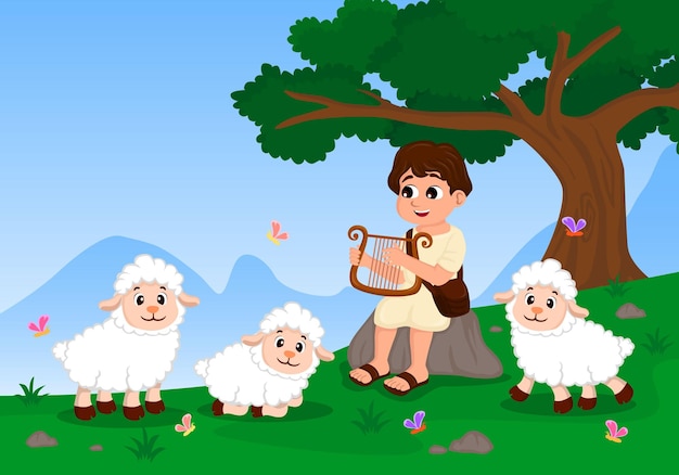 David el pastor dibujos animados historia de la Biblia