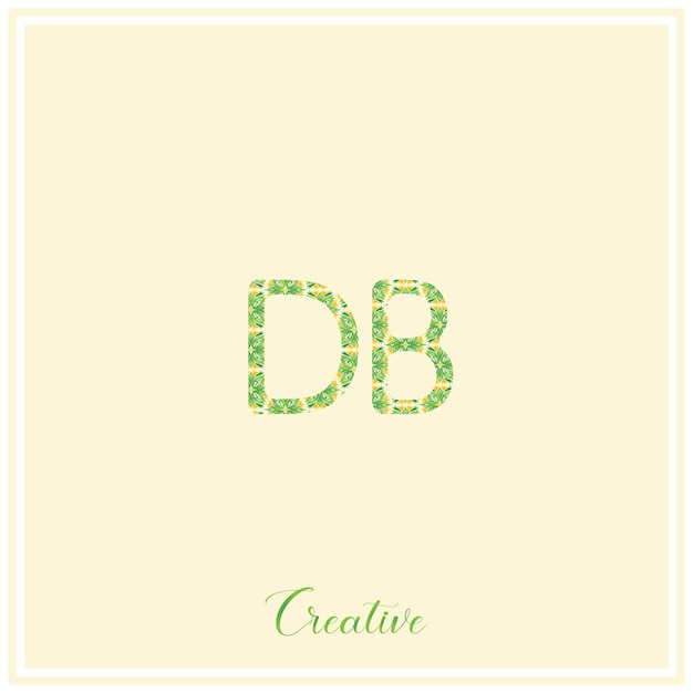 DB Logotipo verde natural Diseño posterior del logotipo Ilustración vectorial Logotipo creativo Logotipo mínimo Monograma