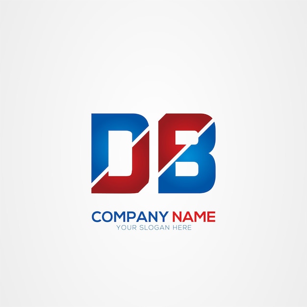 DB o BD Creative Modern Letters Diseño del logotipo Elemento rojo y azul