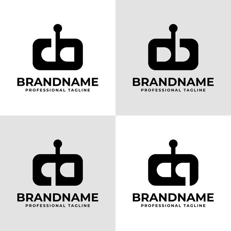 Vector dc letras da db qc qa cq aq cabeza del robot logotipo para negocios relacionados con el robot