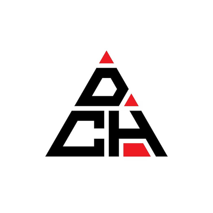 Vector dch triangle letter logo design with triangle shape dch triangle logo design monogram dch triangle vector logo template with red color dch triangular logo simple elegant and luxurious logo