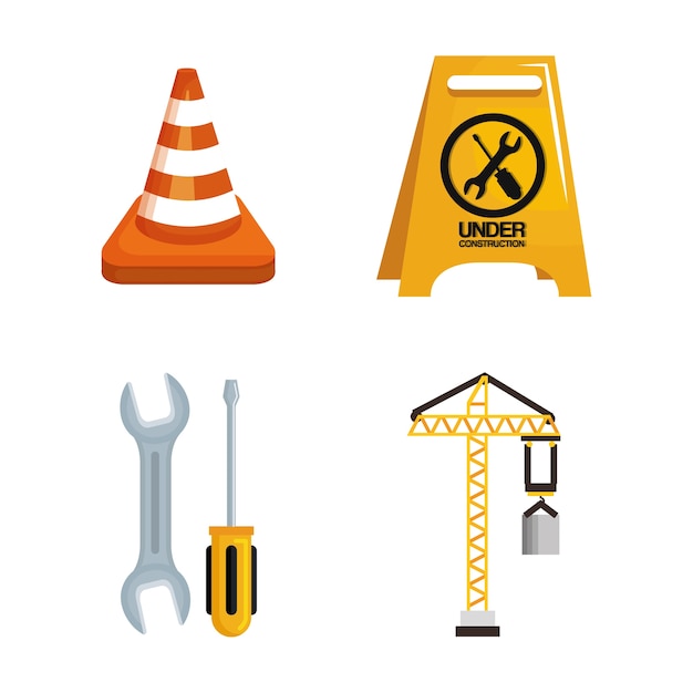 Debajo de herramientas de equipo de construcción hardwork