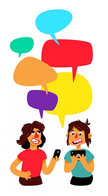 Se debaten dos pranayas con burbujas cómicas. Vector. Hombres charlando en el chat.