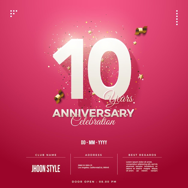 Décimo aniversario con edición especial de fondo rosa.