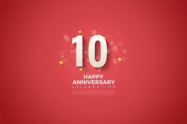 Décimo aniversario con números sombreados en relieve