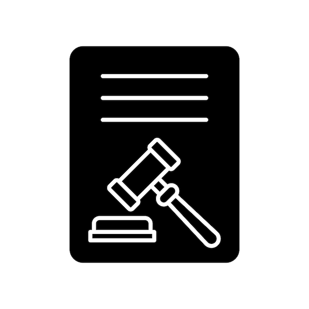 Decisión de la Corte Icon Set Law Gavel Juez Vector Símbolo en un estilo negro lleno y delineado Signo de veredicto judicial